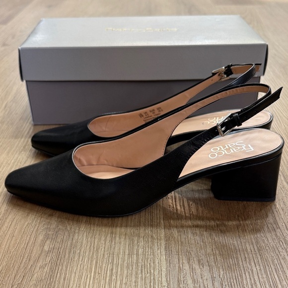 Franco Sarto Jacer Black Slingback Pointed Toe Pump Heels 9 - Picture 4 of 8